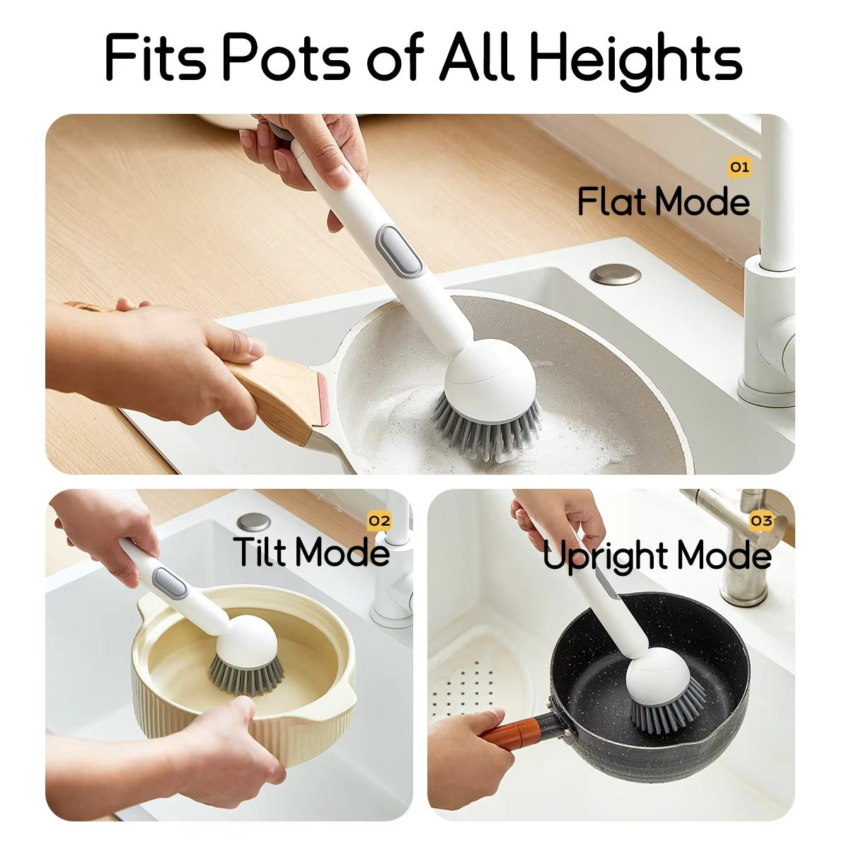 Kitchen Cleaning Adjustable Handle Brush With Soap